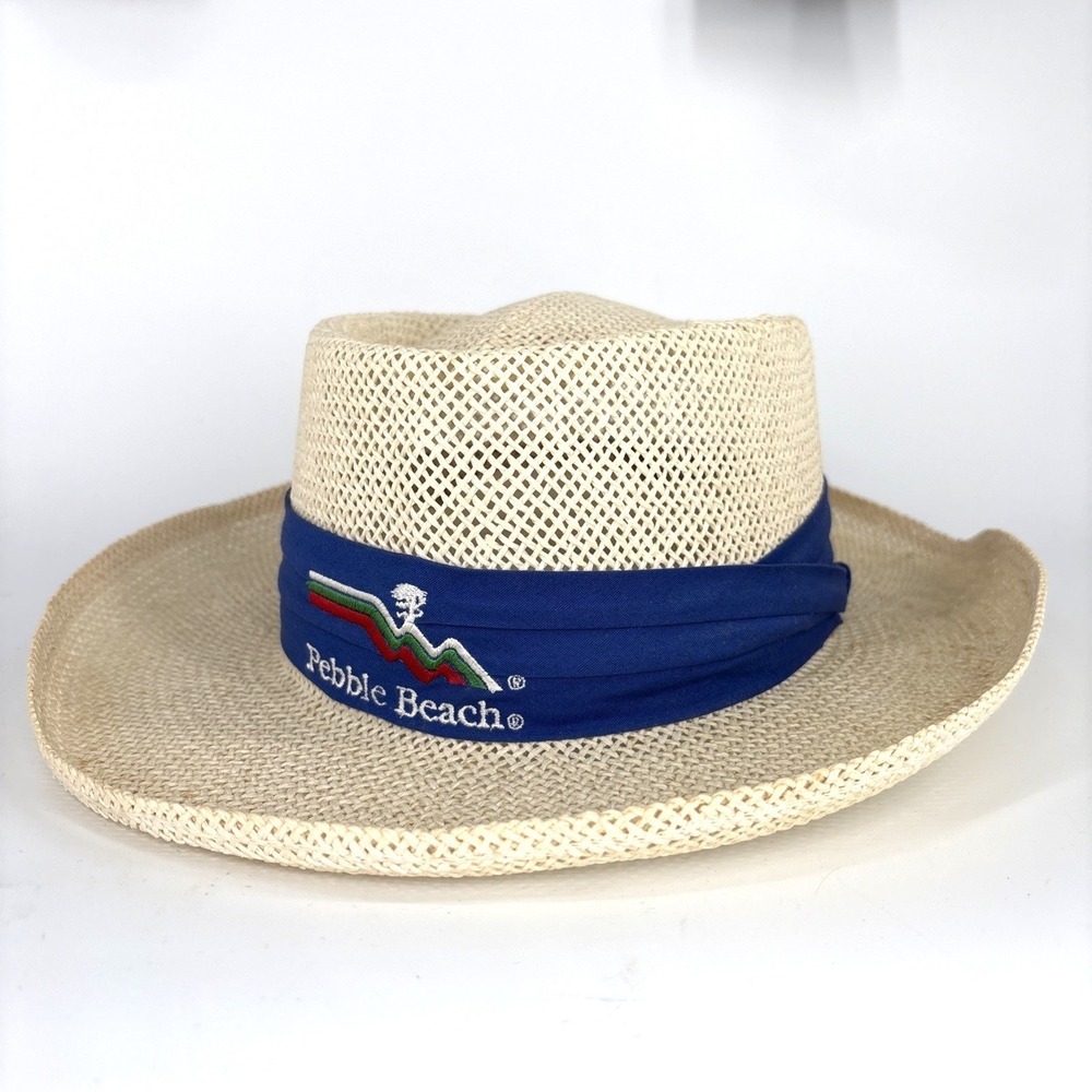 Eddy Bros Straw Gambler Hat Small / Medium Pebble Beach Golf Sun USA